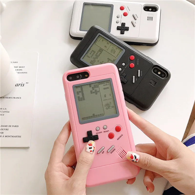 

Retro Cool Gameboy Tetris TPU Playable Game Boy Case For iPhone 12 13 Pro Max 11 XS XR 8 7 6 Shockproof Protect Cover