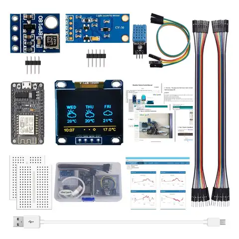 ESP8266 Погодная станция комплект с Температура влажности атмосферный Давление светильник Сенсор 0,96 Дисплей для Arduino IDE/SATA IoT стартер