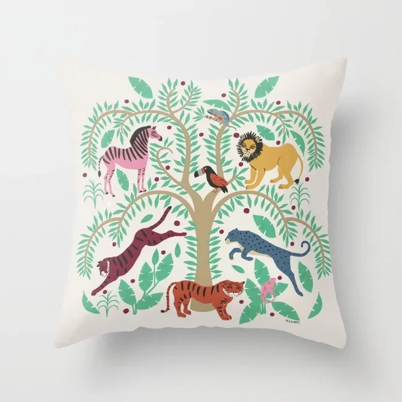 

New hot single-sided printing polyester home pillow cover sofa cushion cover Leopard Race Throw Pillow office chair pillowcase