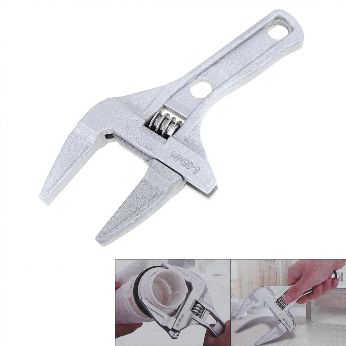

Multi-Function Opening Adjustable Wrench Aluminum Alloy Short Shank for Bathroom Repair and Water Pipe Air Conditioning