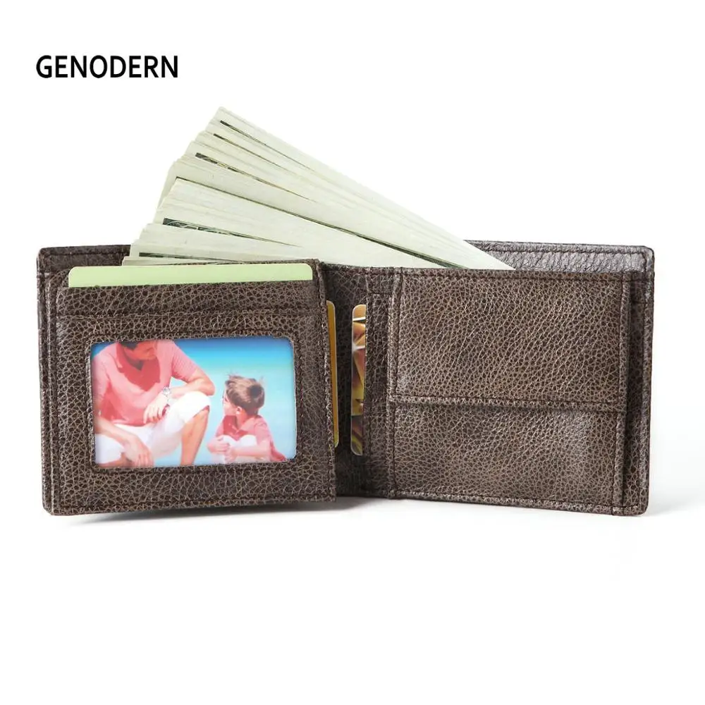 GENODERN, Новое поступление, RFID, короткий кошелек для мужчин, с карманом для монет, натуральная кожа, мужские кошельки, двойные, мужской кошелек, мужской кошелек