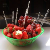 80pcs mini clear transparent disposable forks home dining plastic food cake fruit fork picks skewer set bbq sticks