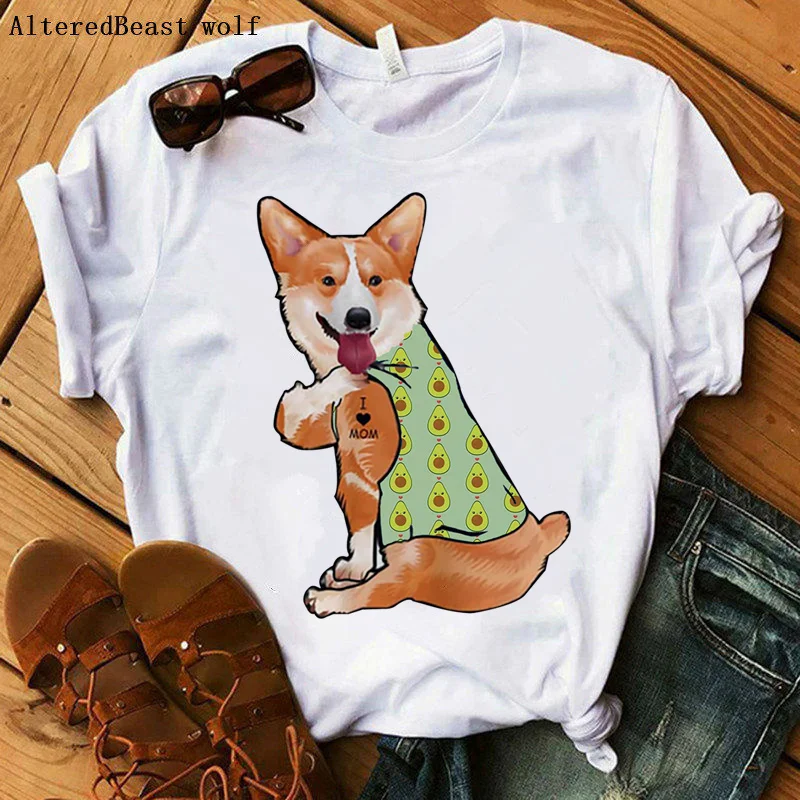 

Summer Corgis Dog I Love Mom T-shirt Women harajuku Mama T-shirt Avocado Cartoon T Shirt Female Hip Hop 2021 Tshirt Clothes