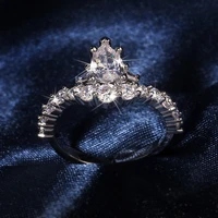 womens ring crown shape inlaid zircon silver color ring fashion simple engagement ring give girlfriend a birthday gift
