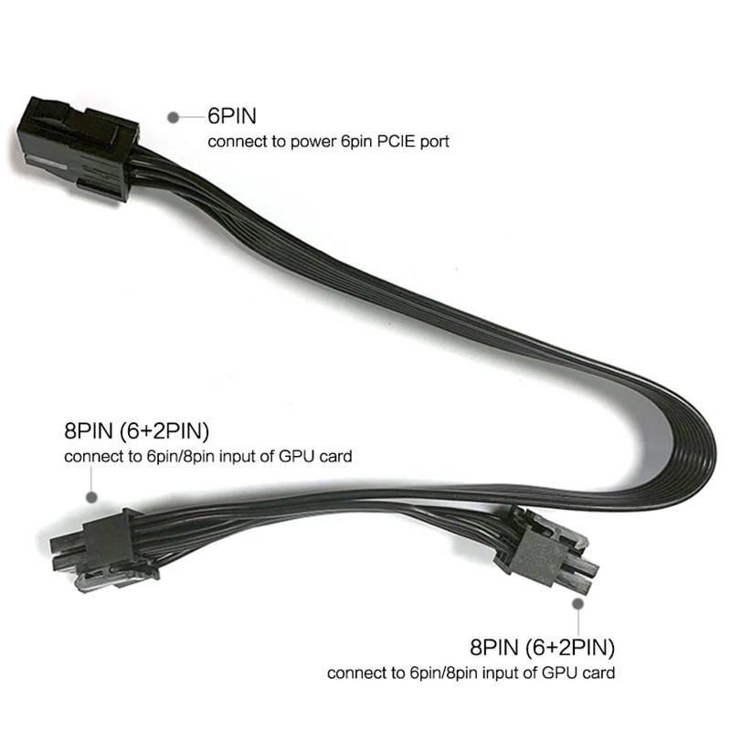 Computer Power Supply PCIE port Extension Cable VGA GPU Video Graphics Card 6PIN To Dual 8PIN or 6Pin Splitter | Компьютеры и офис