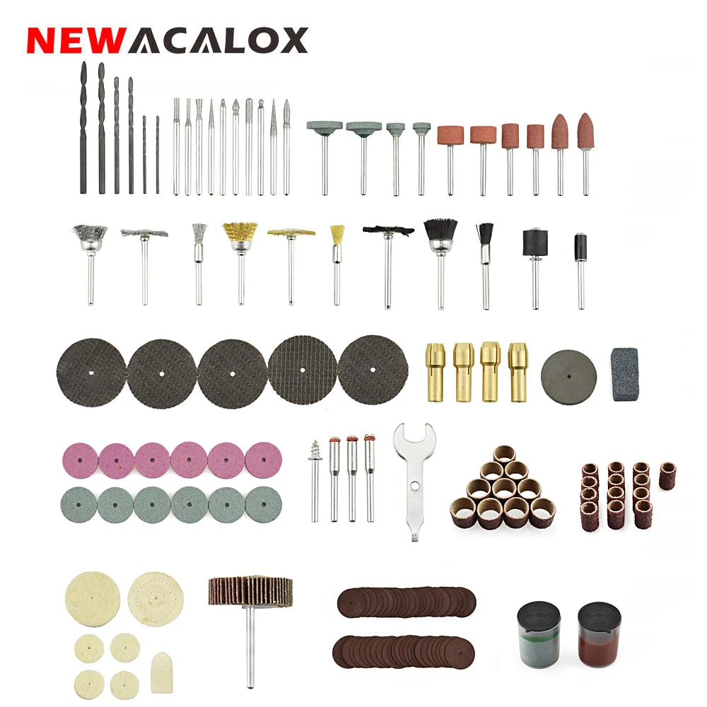 

NEWACALOX Abrasive Accessories Tool Kit 100pc/147pc Dremel Rotary Tool Accessory Bit Set for Cutting Polishing Grinding Machine