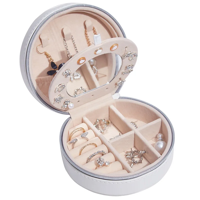 

Portable Jewelry Box Organizer PU Leather Jewellery Ring Earring Boxes Packaging Storage Display Case Organizer for Home Travel