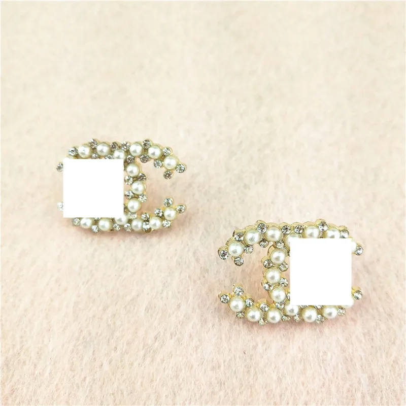 

Fashion Lady C Earrings rhinestones Round Circle for woman CC Geometric Earrings Women Metal Earring Trendy Jewelry Elegant