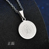 classic catholic virgin mary stainless steel coin pendant necklace unisex religious amulet jewelry