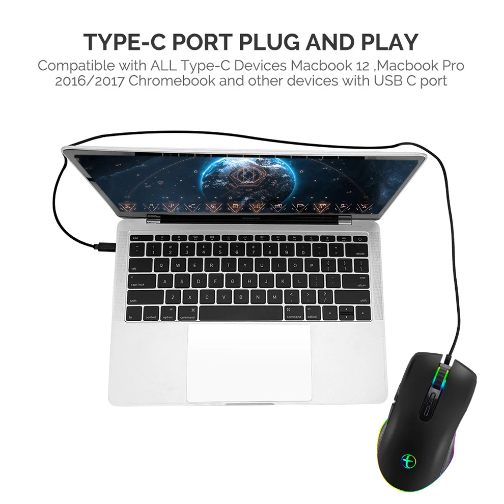Желейная расческа usb type-c мышь 3200 dpi USB C игровая мышь компьютерная Проводная оптическая мышь для PC Gamer RGB 4 Подсветка дыхательный светодиодный