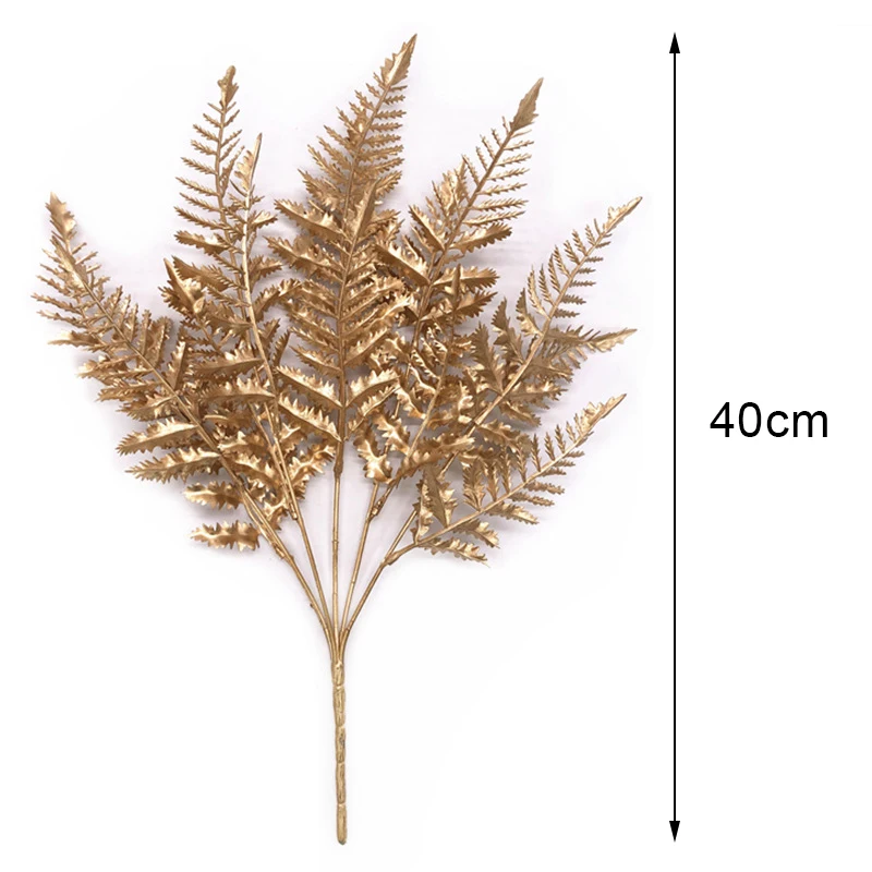 

Artificial Gold Color Leaves Christmas Wreath Material Fake Plants Branch Flower Arrangement Home Decor Wedding Accessories
