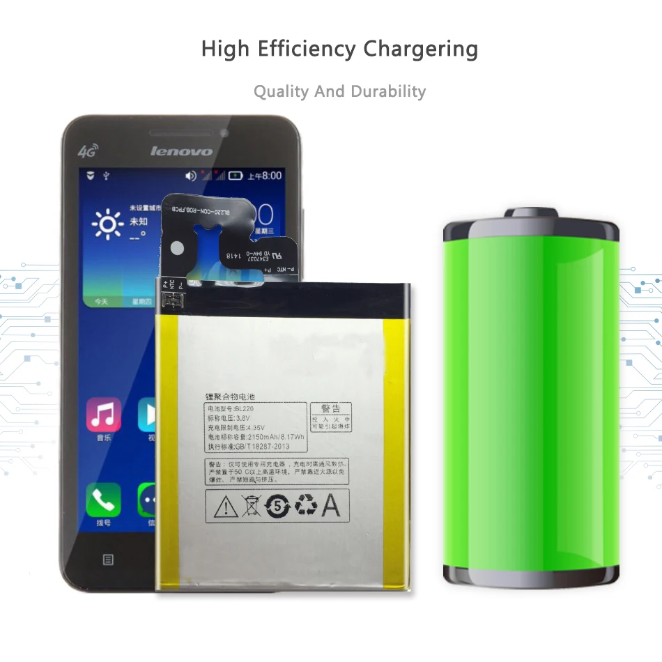 

2150mAH BL220 Battery For Lenovo S850 Replacement Battery with Track Code