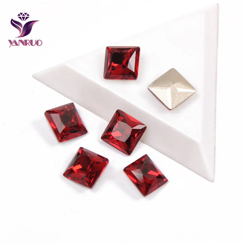 YANRUO 4447 Siam красные Квадратные Свободные Стразы стеклянные алмазные драгоценные