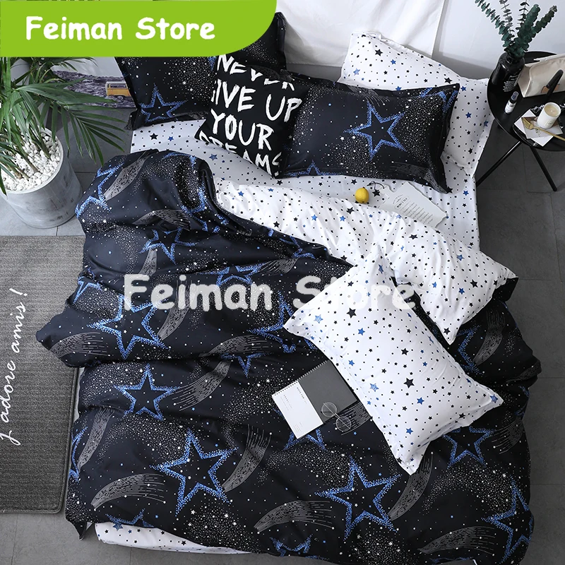 Пододеяльник в синюю полоску простыни для безбортовой кровати + наволочка King queen