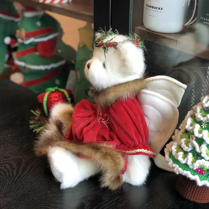 Рождественский плюшевый мишка плюшевые игрушки с крыльями ангела шарнирный