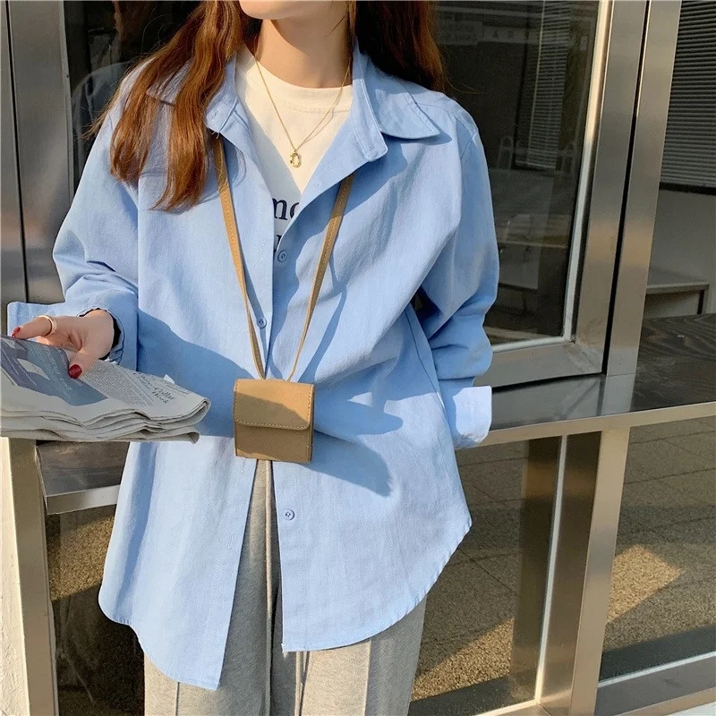 

Design Sense Blue Shirt Early Autumn 2021 Long Sleeve French Shirt Women's Chic Top Rac