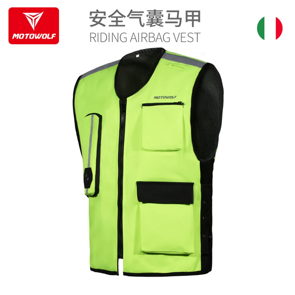 motowolf motorcycle inflatable anti fall airbag suit protective reflective vest riding equipment safety vest free global shipping