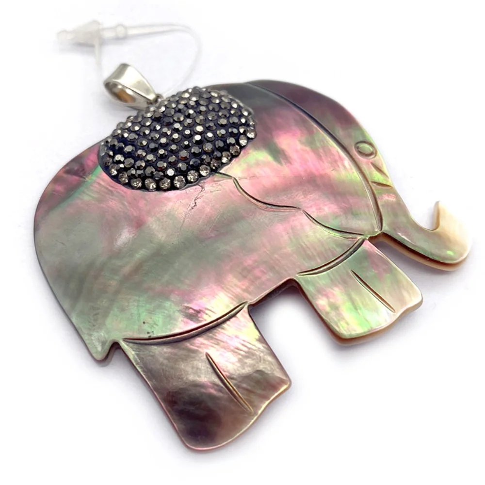 

1pc Elephant Shape Natural Black Shell Necklace Pendant Shell Pendants Charms for Making Jewelry DIY Making Earrings Accessories