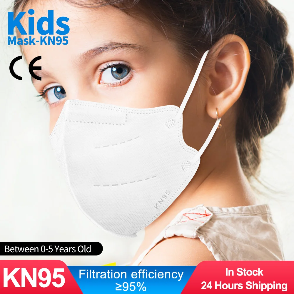 10 100 шт. От 0 до 5 лет Цветной FFP2 kn95mask детская маска для малышей стильная футболка с