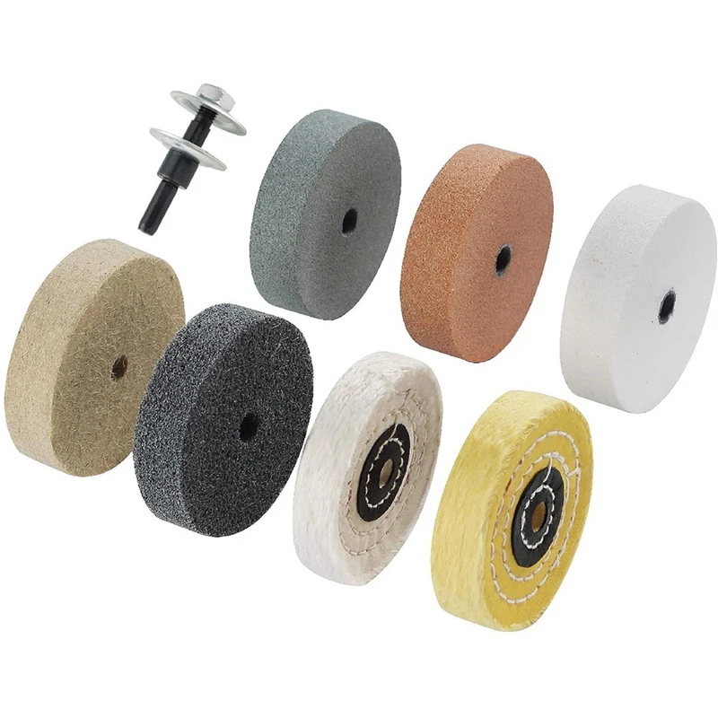 Buffing Polishing Wheel Kit 3 Inch,for Bench Buffer/Bench Grinder,Buffing Wheel Hole 3/8 Inch,Drill Arbor Adapter Kit Promotion