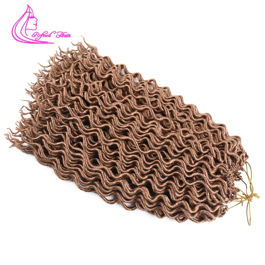 Refined Hair 18Inch Long Goddess Locs Crochet Braids Synthetic Braiding Extensions Faux Curly Braid 24 Strands/piece | Шиньоны и парики
