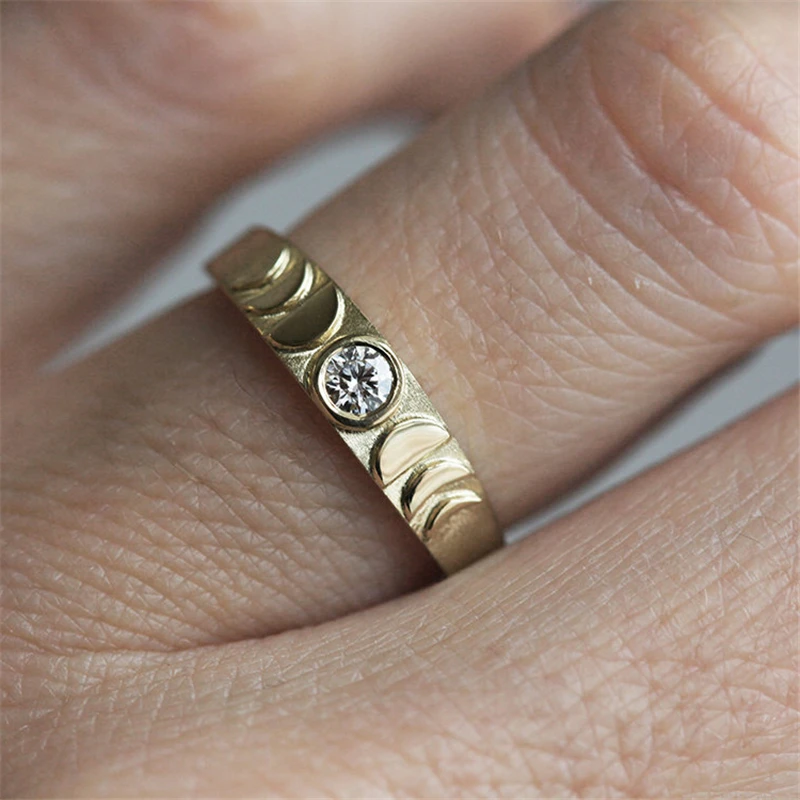 BOAKO Vintage Sun Rings For Women Engagement Ring Gold Relief Sun Moon Ring Eclipses Astrology Ring Men anillo femme Jewelry B5