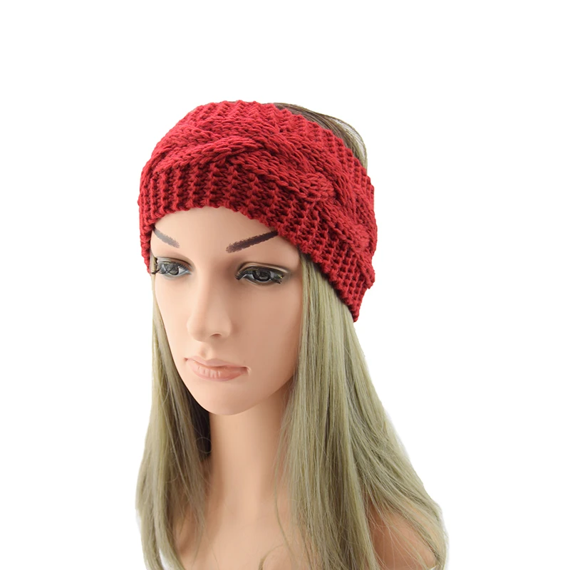 

Solid Color Knitting Headband Turban Winter Warm Ear Crochet Hairbands for women Girls Wide Stretchy Headwraps Hair Accessories