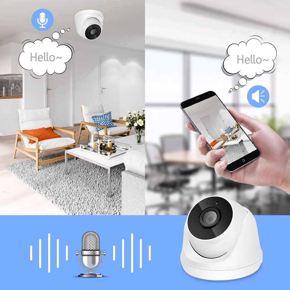 Система видеонаблюдения H.265 2 МП 8 каналов Беспроводная аудиосистема IP камера для