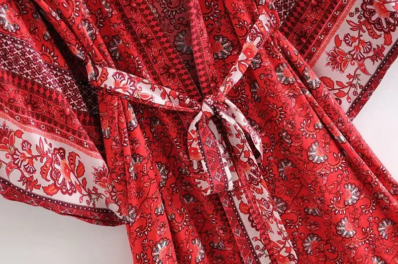 Винтажное шикарное женское пляжное кимоно с цветочным принтом и рукавом летучая