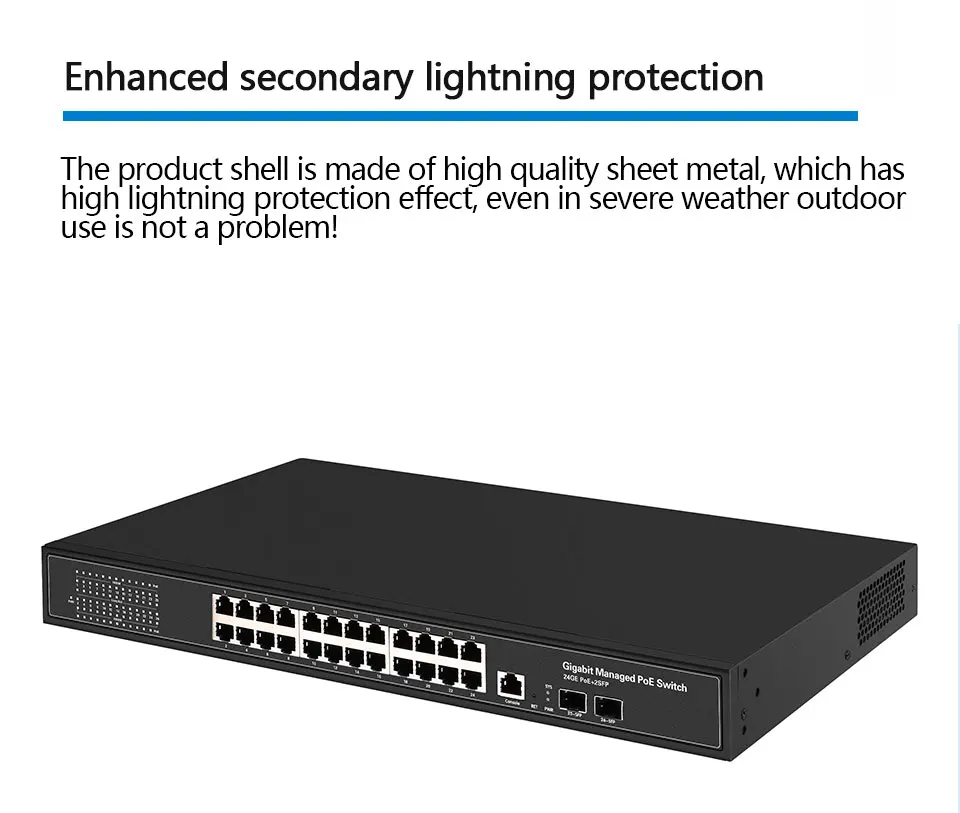 16 портов 24 порта гигабитный коммутатор PoE Ethernet коммутатор управляемый коммутатор PoE 48 В с 2 гигабитными слотами SFP IGMP VLAN управляемый коммутатор PoE