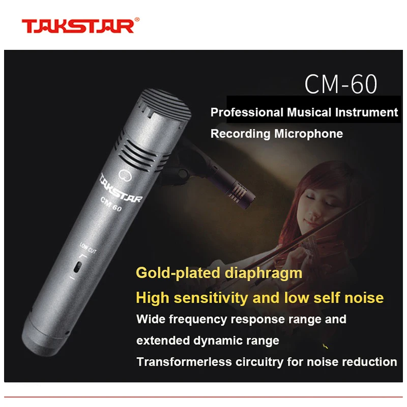 Takstar CM-60/CM60 профессиональный конденсаторный микрофон для музыкальных