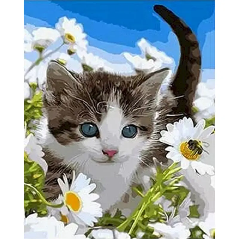 

PhotoCustom DIY Pictures By Number Kits Cat Painting By Numbers Flowers Hand Painted Paintings Art Drawing On Canvas Gift Home D