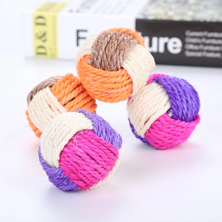 random color 1pc Игрушка для кошек, забавная интерактивная игрушка для кошек, игрушки для домашних животных, игрушка для жевания, погремушка для ловли царапин, игрушка для упражнений для кошек, шарики из сизаля, 1 шт - Цвет: random color 1pc