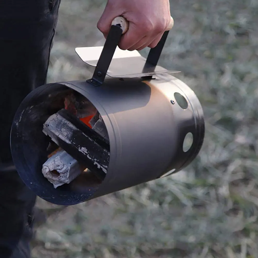 

BBQ Ignition Anti Slip Outdoor Camping Carbon Chimney Starter Fire Barbecue Tools With Handle Grill Charcoal Fast Stove Barrels