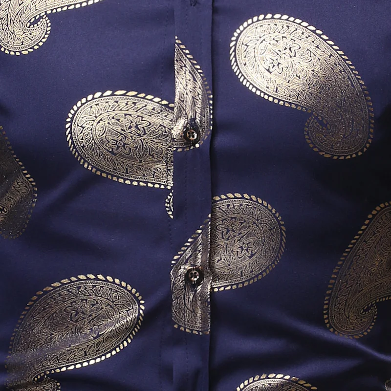 Мужская приталенная рубашка с принтом пейсли белая брендовая Классическая под