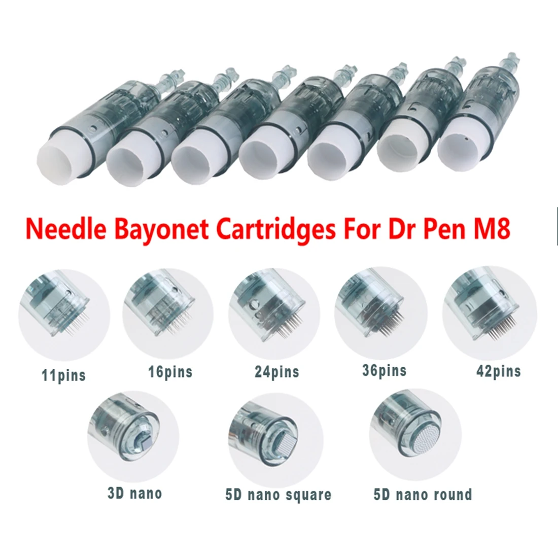 10 шт. Dr.Pen M8 игольчатые картриджи Derma pen Micro иглы 11Pin/16Pin/24Pin/36Pin/42Pin/5D Nano круглые