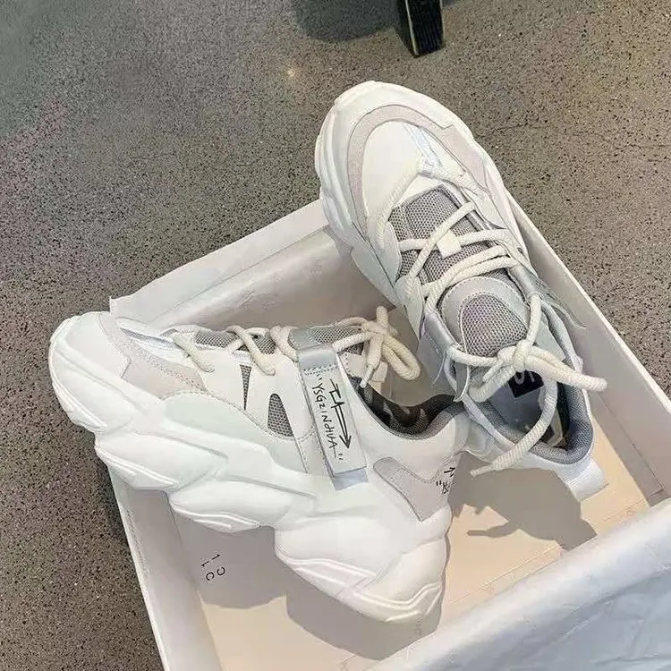 

Old Shoes Female 2021 New Spring And Autumn Big Head Breathable Wild Casual Women's Shoes Thick-Soled White Sports Shoes Women