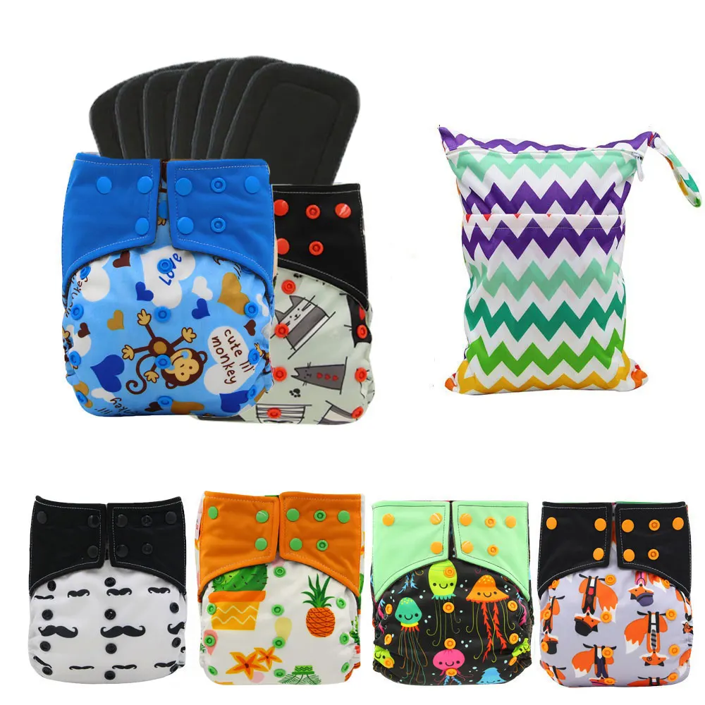 Детские подгузники из бамбукового древесного угля AI2 тканевые с двойными