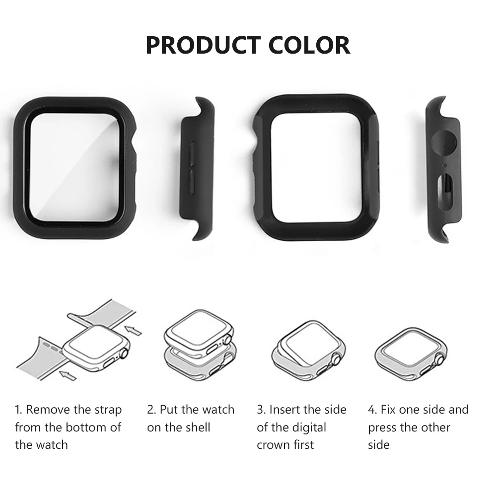 Защитный экран + жесткий чехол для Apple Watch 3 2 1 38 мм 40 44 42 стеклянная пленка Iwatch серии