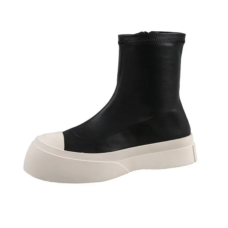 

slim elastic boots for versatile, Net red thick women's air and Casual Short boots in autumn