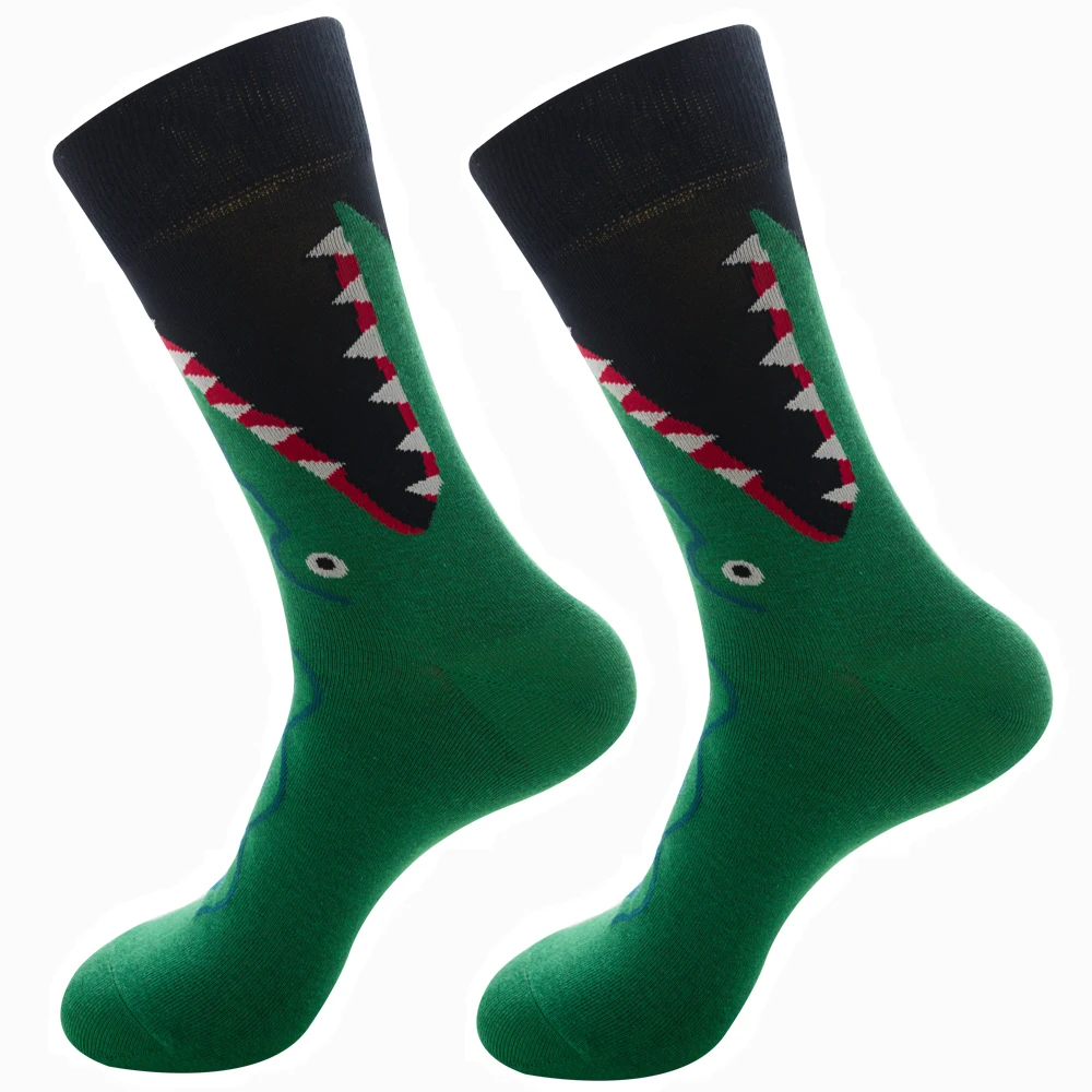 Crocodile Quaslover, 1 пара, мужские цветные носки рождественские хлопковые Компрессионные носки зимние носки с изображением счастливых животных модные подарки для мужчин и детей - Цвет: Crocodile