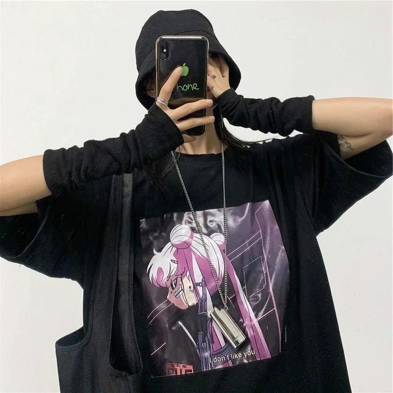 Футболка женская хлопковая в готическом стиле с принтом Я не люблю тебя | Женская