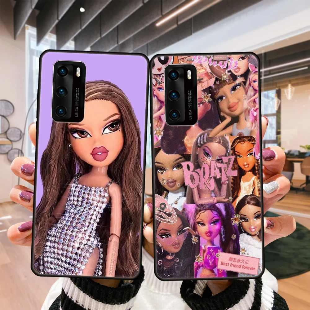 

Phone Case For Huawei P40 P30 P20 P10 Lite P Smart Z Pro Black Cover Funda Luxury Prime Trend Back Tpu Cute Bratz Doll