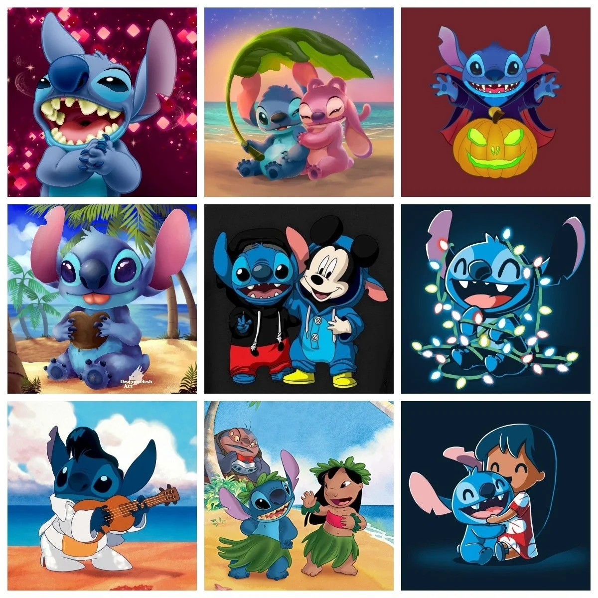 

Diamond Painting Disney Cartoon Lilo Stitch 5D DIY Art Mosaic Embroidery Round Drill Home Wall Decoration Child New Year Gifts