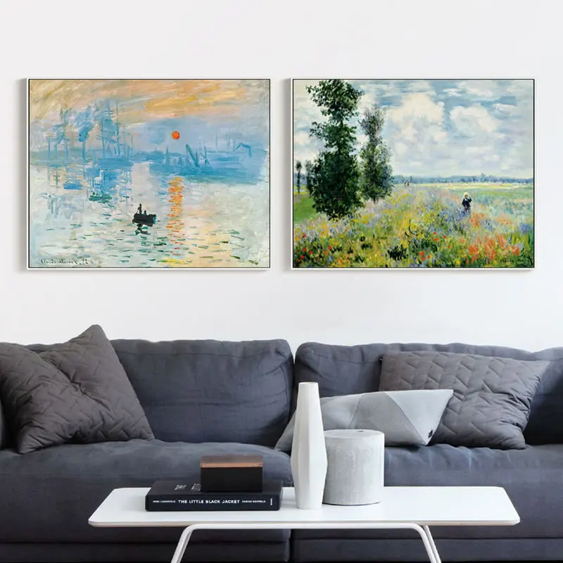 Современная живопись импрессионизма Monet природное Маковое поле пейзаж восхода