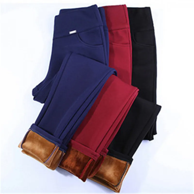 

2021 зимние брюки для женщин теплые брюки для девочек джинсовые шорты, с завышенной талией, эластичные уплотненные Цвет карандаш штаны размер...