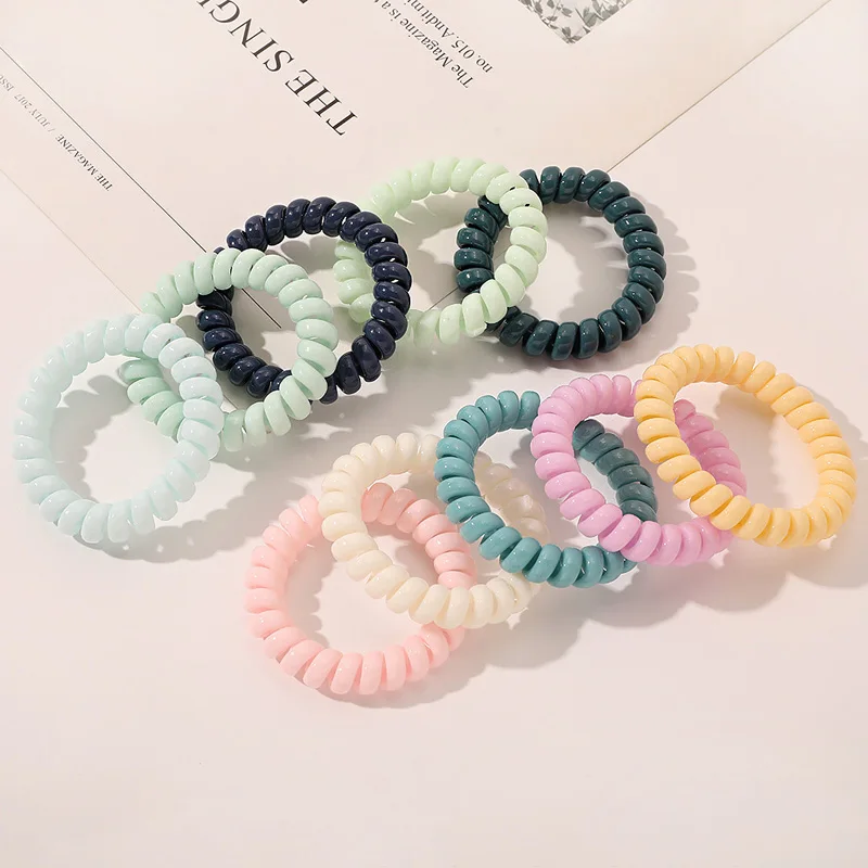 

Elastic Telephone Wire Elastic Hair Bands For Girl Headwear Ponytail Holder Rubber Bands Scrunchies Women Hair Accessories