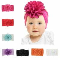 yundfly baby girl big fabric flower headband handmade children turban headwraps stretchy nylon flower wide hair band cute gift