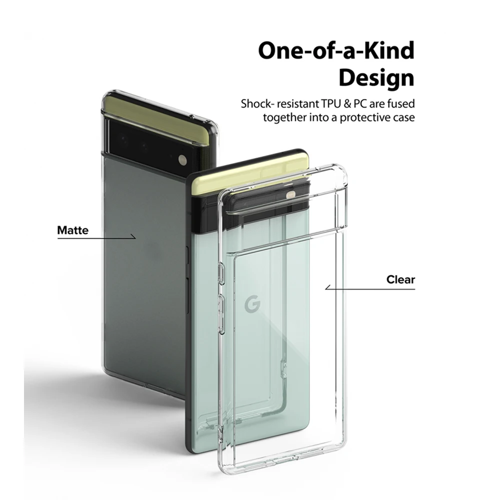 Funda Ringke Fusion dise&ntilde;ada para Google Pixel 6, carcasa con marco de Tpu suave y cubierta h&iacute;brida trasera dura transparente-1
