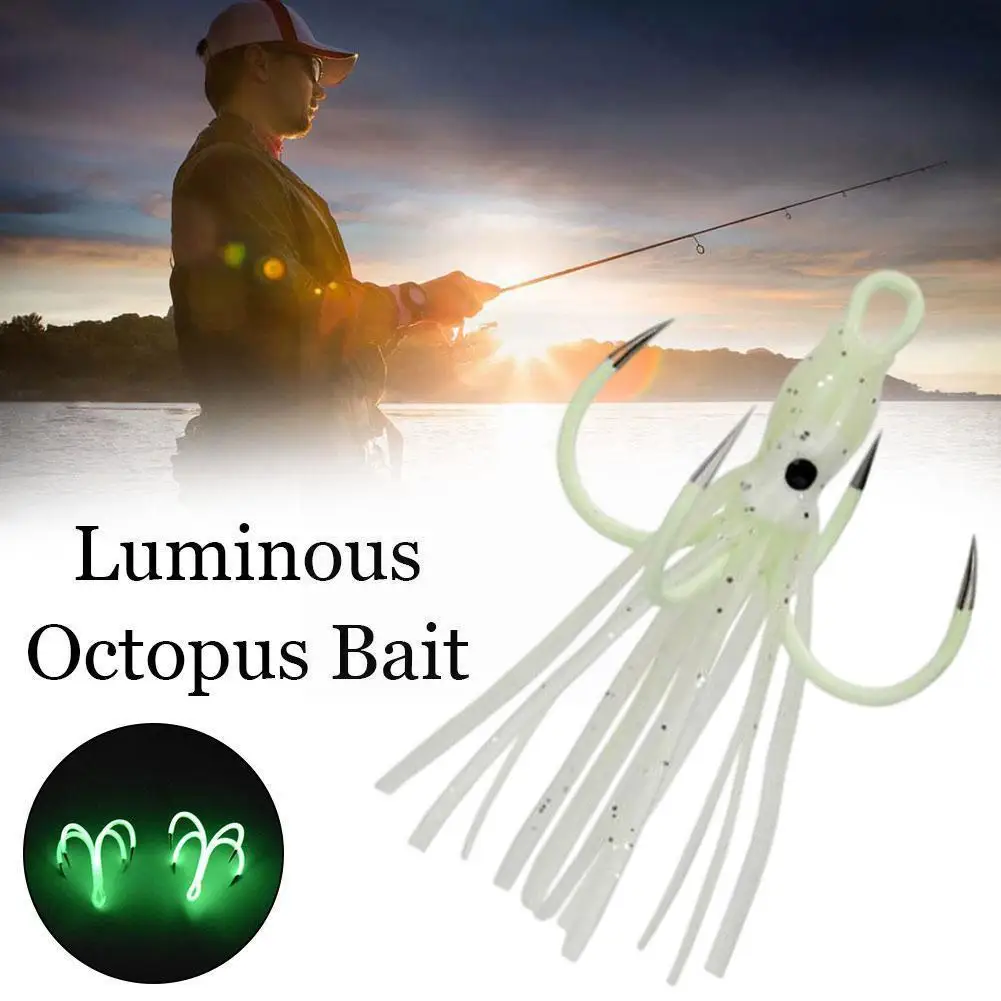 

1pcs Luminous Quadruple Fishing 4 Hooks Glow Night Octopus Squid Bait Artificial Lure Hot Fishing Hooks Fishhooks New D9w5